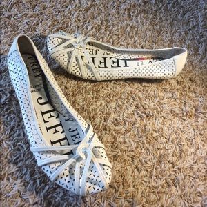 Jeffrey Campbell White Leather Cut Out Flat