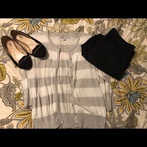 Old Navy Gray and White Cardigan