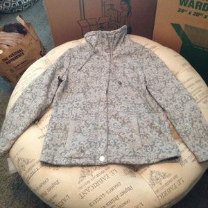 Croft & Barrow grey print zip up sweatshirt sz PS