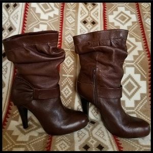 ❌SOLD❌ Gianni Bini Brown Leather Slouch Boots