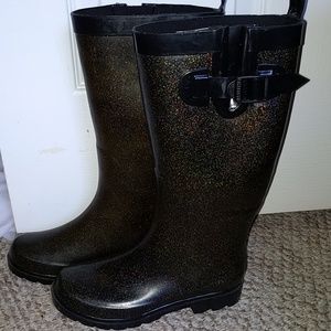 CAPELLI RAIN BOOTS, black with gold sparkle