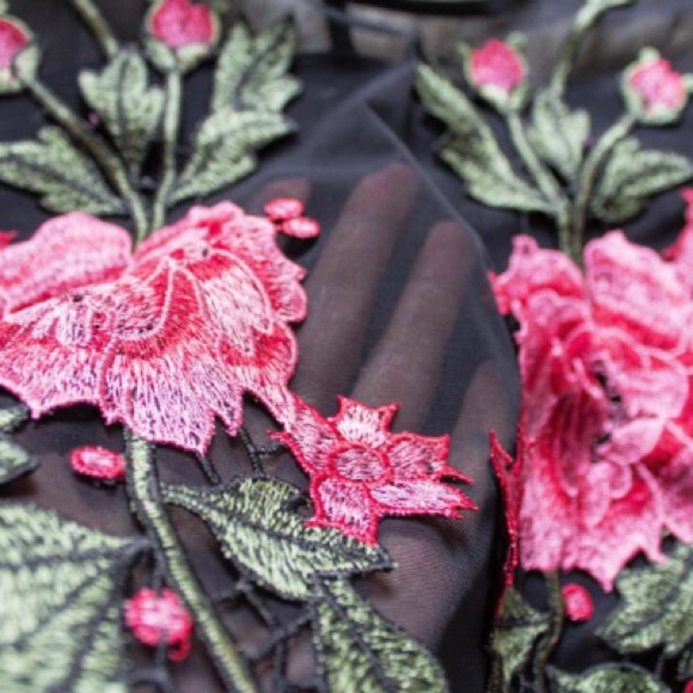 Black and Rose Sheer Bodysuit - Picture 4 of 8