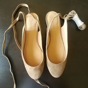 Madewell nude suede backless ballet flats