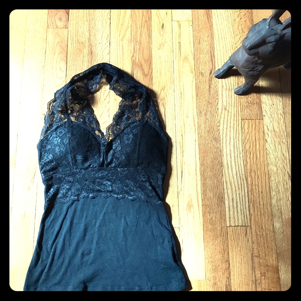 Black lace halter top