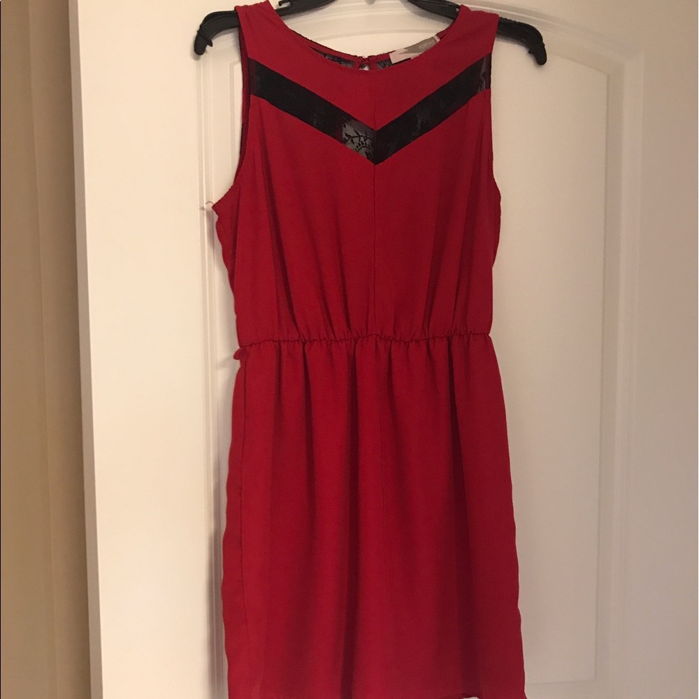 Red Dress with Black Lace
