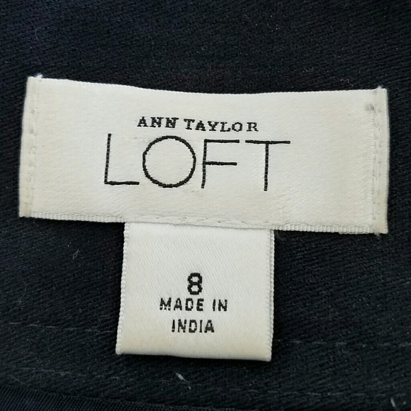 Black LOFT lined skirt with tan stitched detailing - Picture 5 of 6