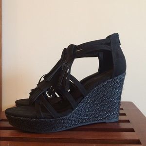 Maurices black wedge sandal