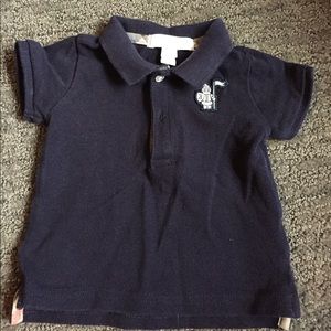 6 month Burberry children navy blue polo.