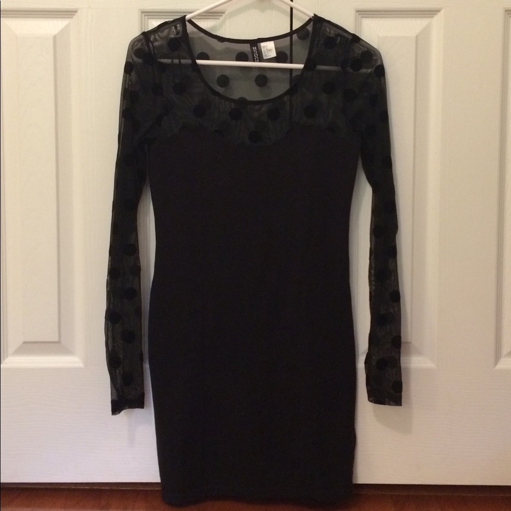 Divided by H&M Black Polka Dot Long Sleeve Dress