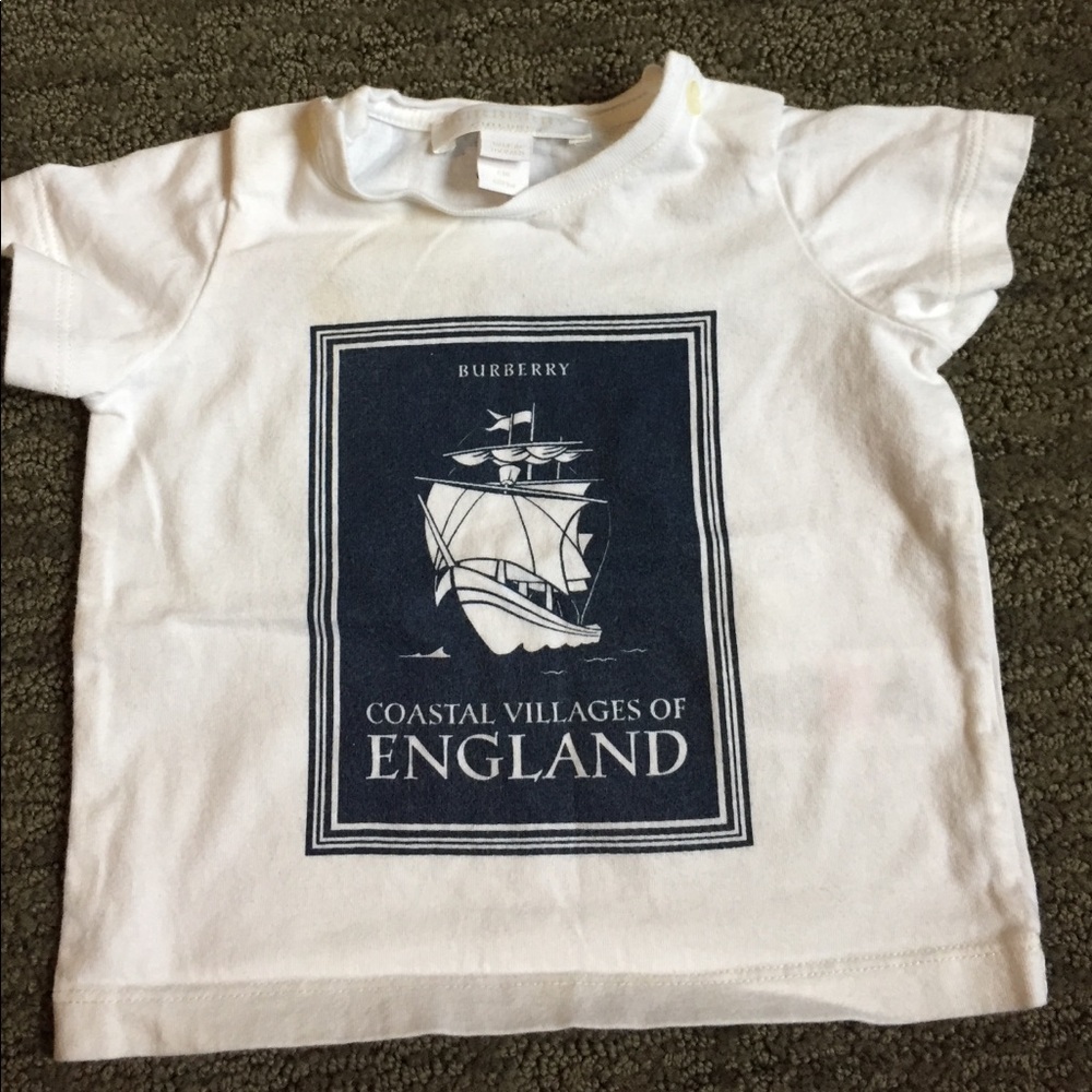 Burberry children 6m tee shirt. White with ship