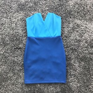 Nasty Gal Strapless Color Block Dress