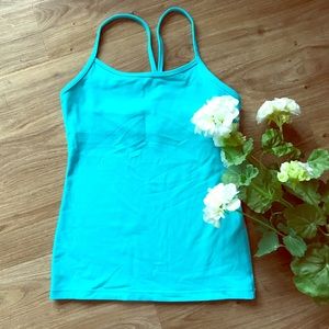 Turquoise Lululemon power Y top size 6
