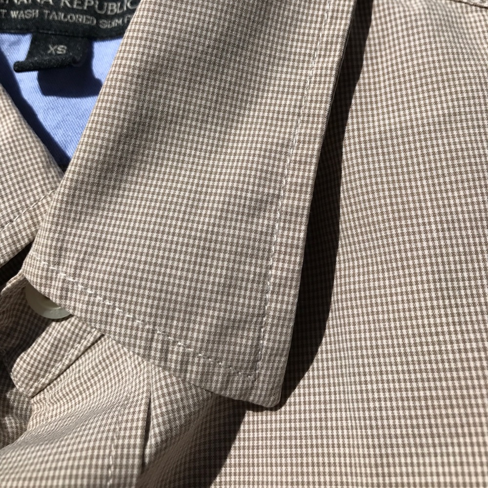 $5 SALE Banana micro gingham slim fit button down