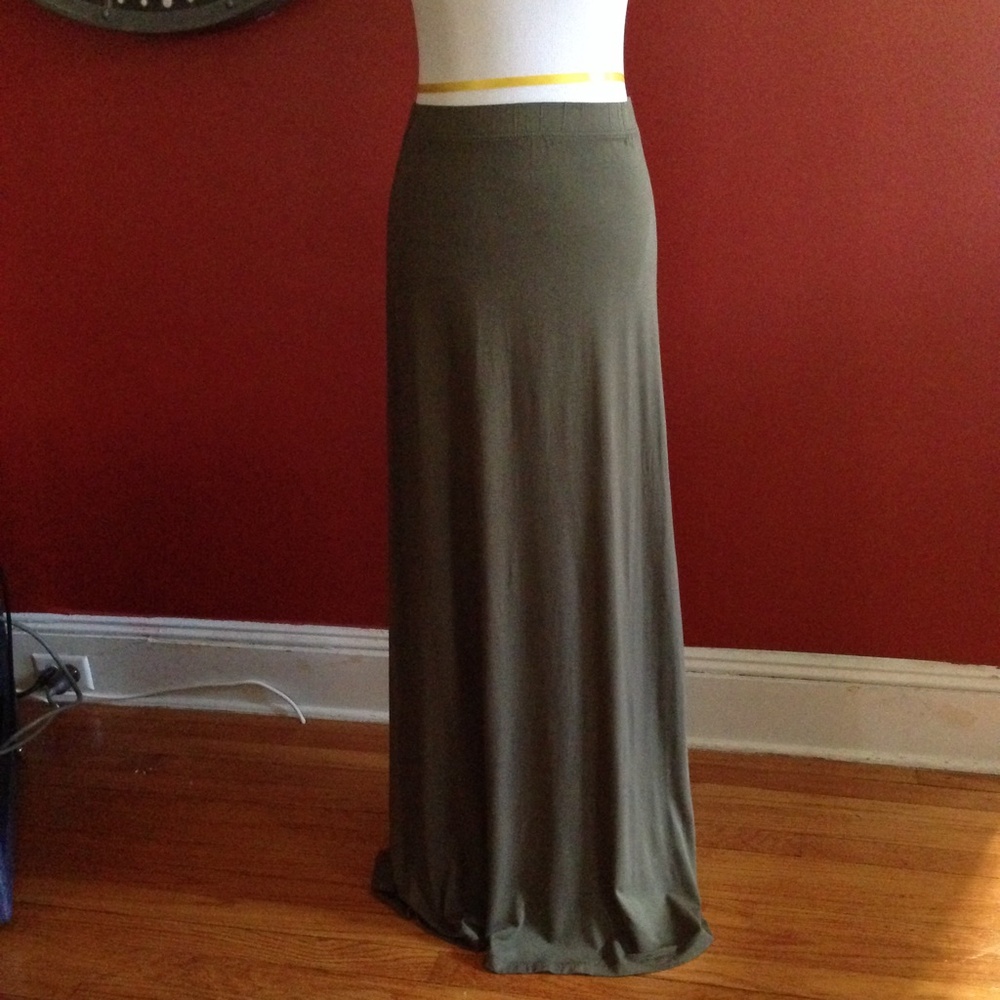 Moda International Olive Green Maxi Skirt