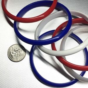 Red White Blue Vintage Plastic Bangle Bracelets