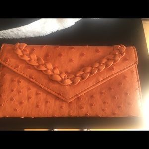 Orange ostrich clutch/wallet