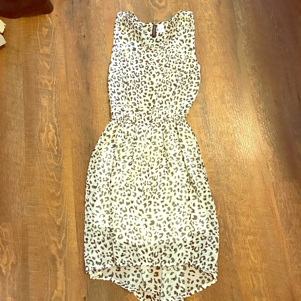 Black & white leopard dress with fun peekaboo back