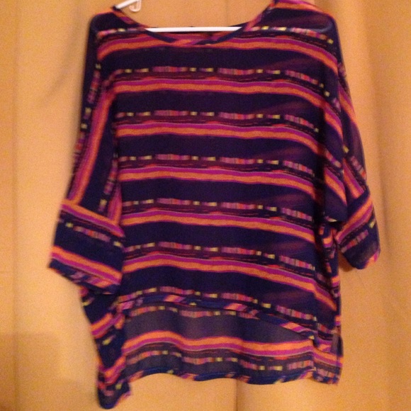 Sheer multicolored top by Tinley - Picture 1 of 2
