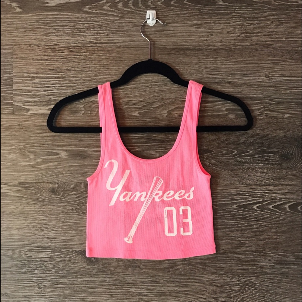 PINK Yankees Hot Pink Crop Top Tank