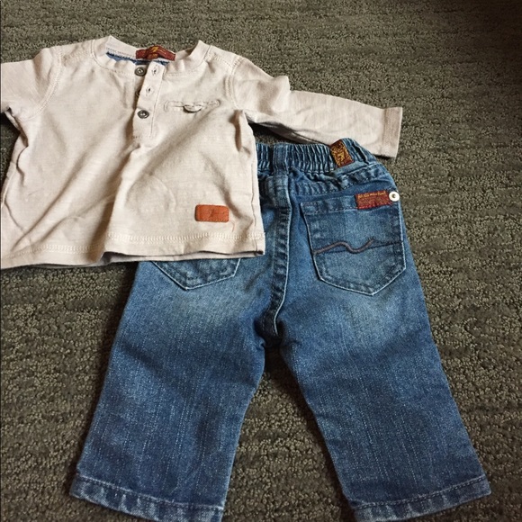 7 For All Mankind long sleeve tee and jeans 0-3m. - Picture 2 of 3