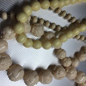 Vintage Plastic Necklaces Carved Roses