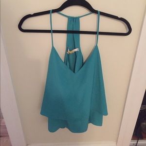 Turquoise silk tank top