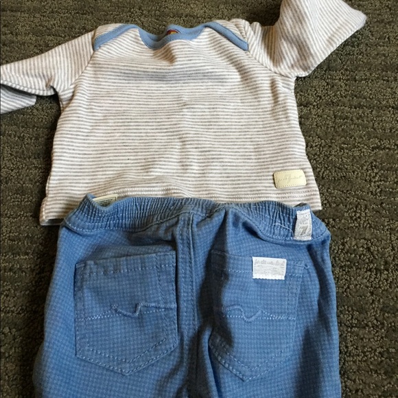 Boys 0-3 month matching set. White,grey and blue. - Picture 2 of 3