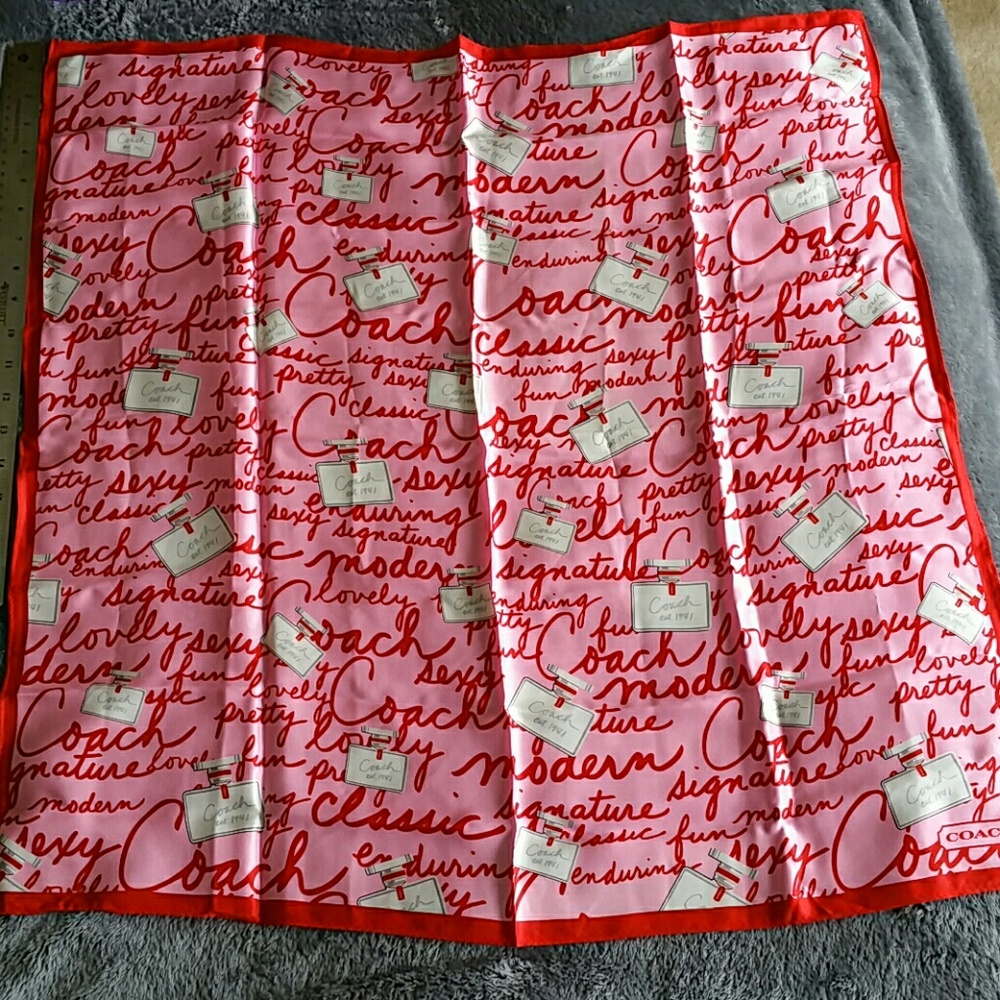 Coach silk neck or ponytail scarf, perfume design