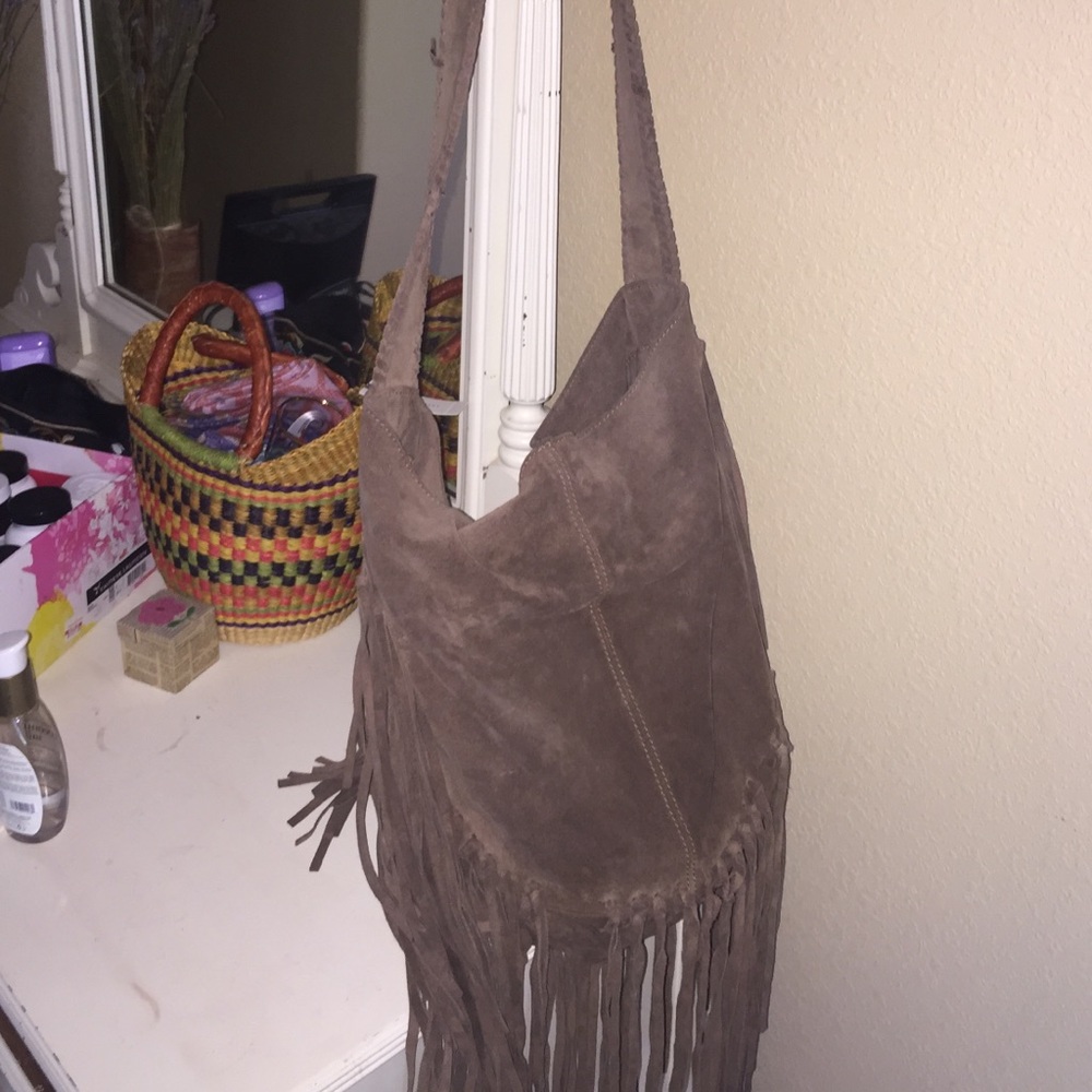 vintage leather fringe bag
