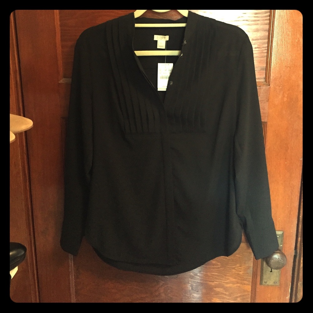 NWT J. Crew Long-Sleeved Pleated Blouse