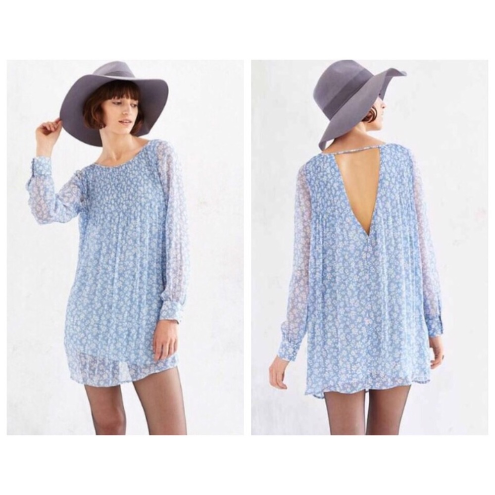 Kimchi Blue Pale Blue Chiffon Floral Dress