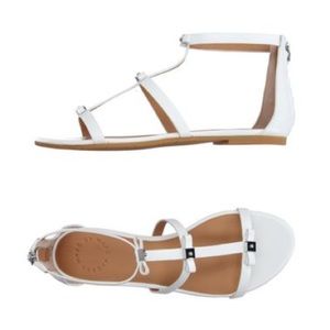 Women's White Bow T Strap Sandals