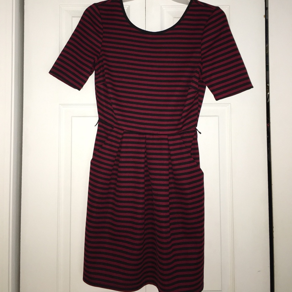 Red and black striped dress