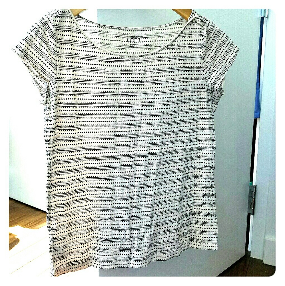 Cream LOFT tee with black dot pattern- S