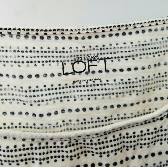 Cream LOFT tee with black dot pattern- S - Picture 2 of 4