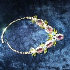 Vintage purple and green statement necklace