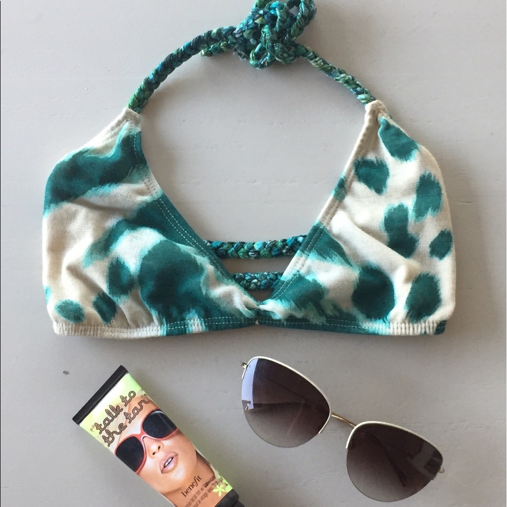 Tyler Rose Tie Dye Turquoise  Halter Bikini Top