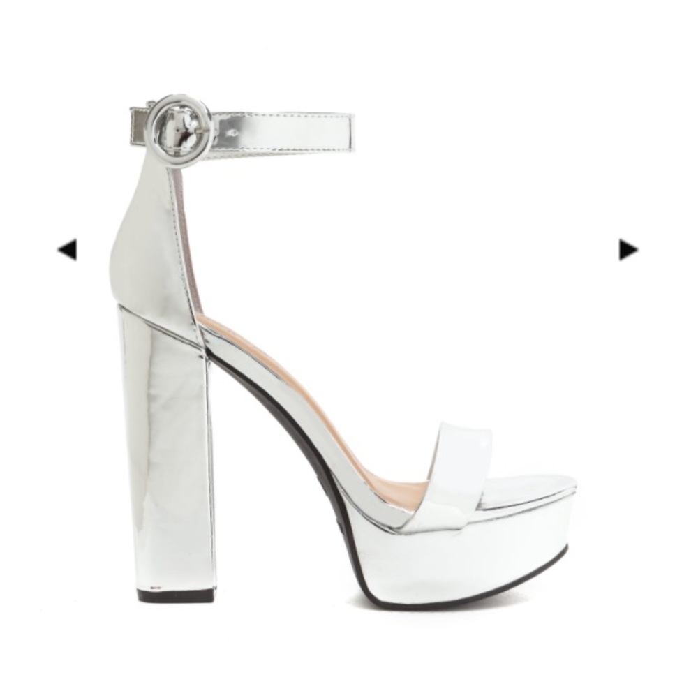 Go Jane Chunky Silver Heels BRAND NEW IN BOX