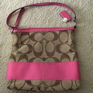 Pink/tan/brown COACH purse