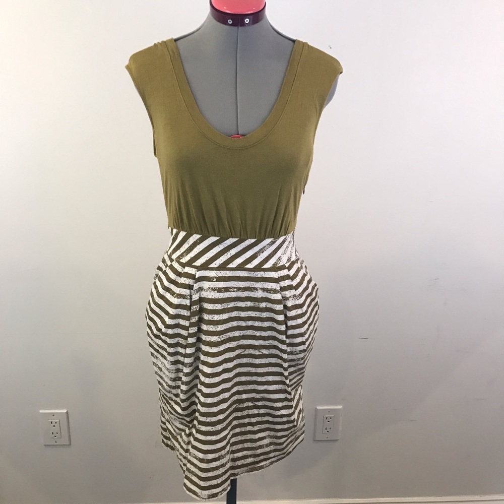 Anthropologie Little Yellow Button Eraser Dress - Picture 2 of 6