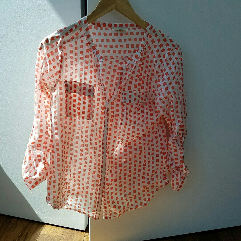 LOFT white and orange print tunic - S