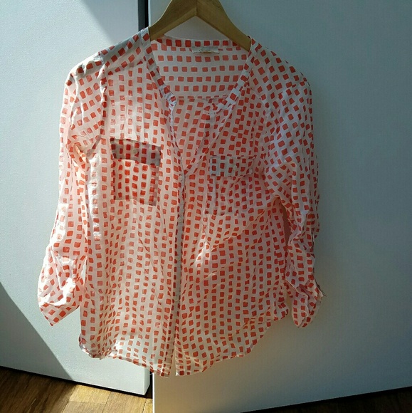 LOFT white and orange print tunic - S - Picture 1 of 4