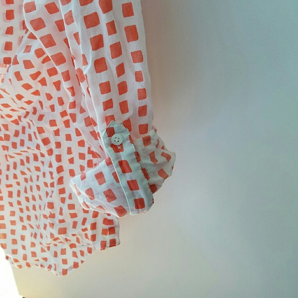 LOFT white and orange print tunic - S - Picture 2 of 4