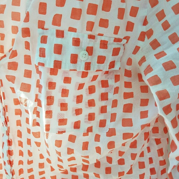 LOFT white and orange print tunic - S - Picture 3 of 4