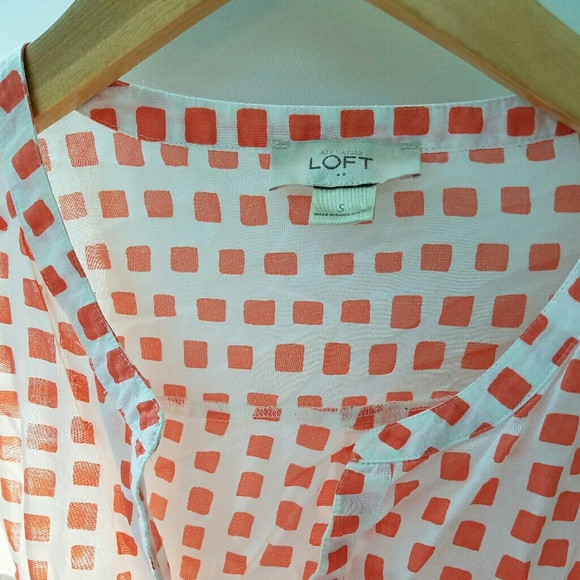 LOFT white and orange print tunic - S - Picture 4 of 4