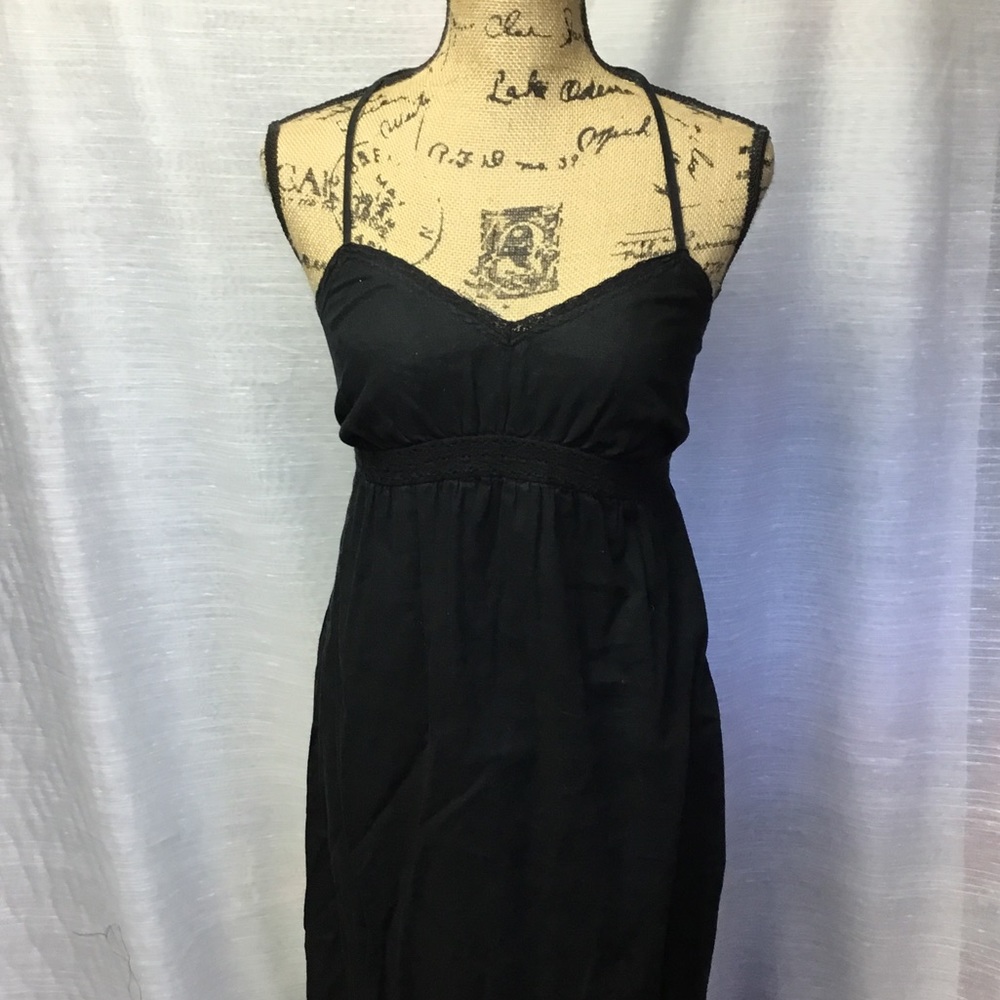 Black halter maxi dress