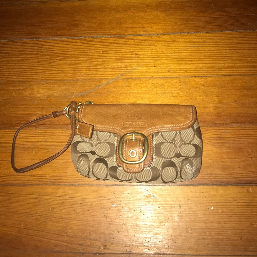 Authentic Coach Large C Brown Wristlet