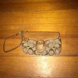 Authentic Coach Large C Brown Wristlet
