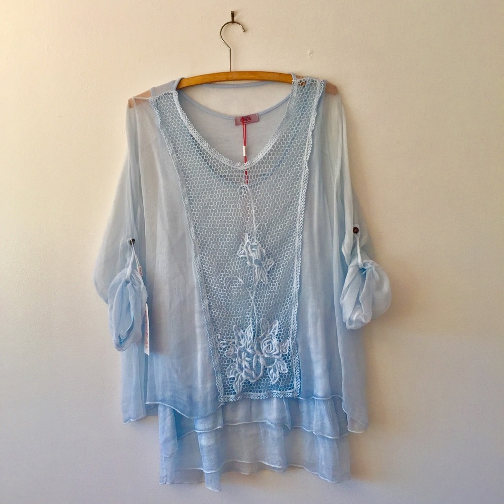 NWT Breezy Blue Italian Blouse