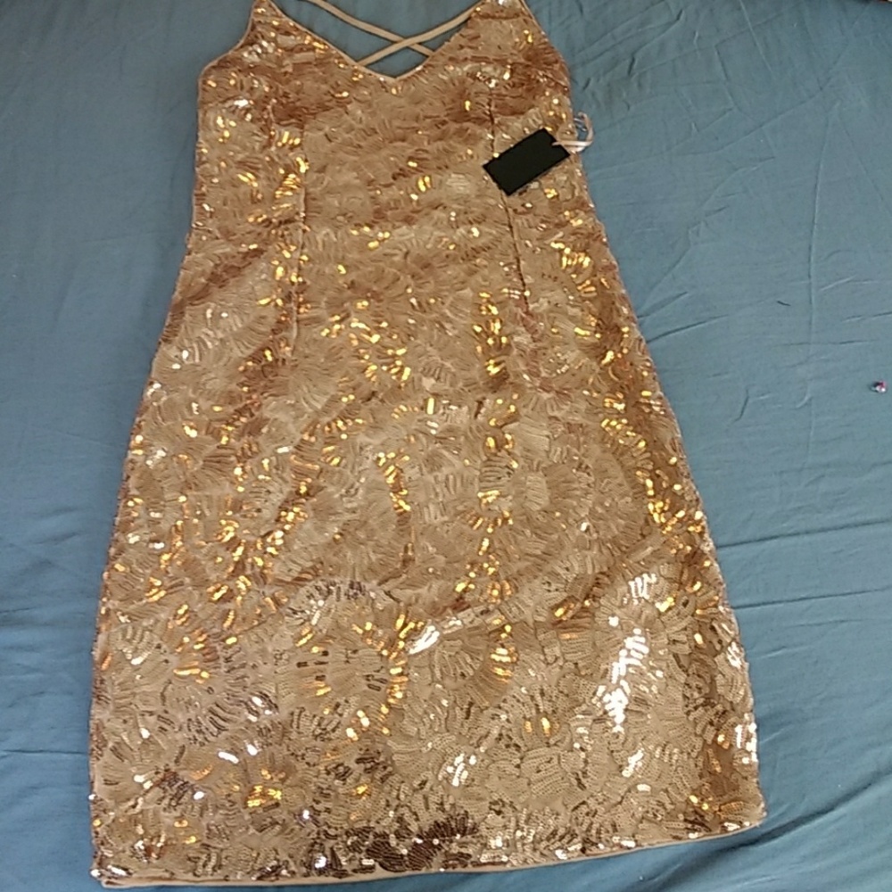Gold sequin dress